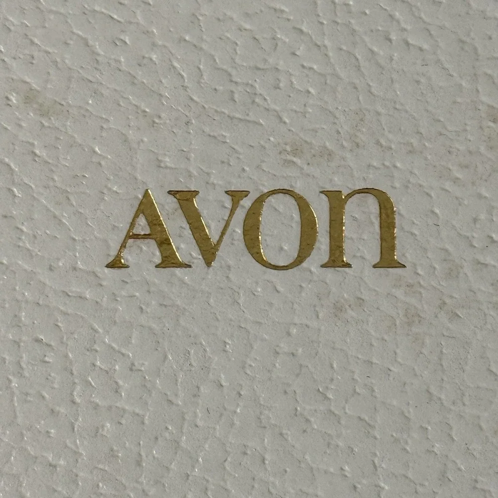 Vintage 1980's Avon Jewelry Box Cushion Faux‎ Leather Navy Velvet Interior